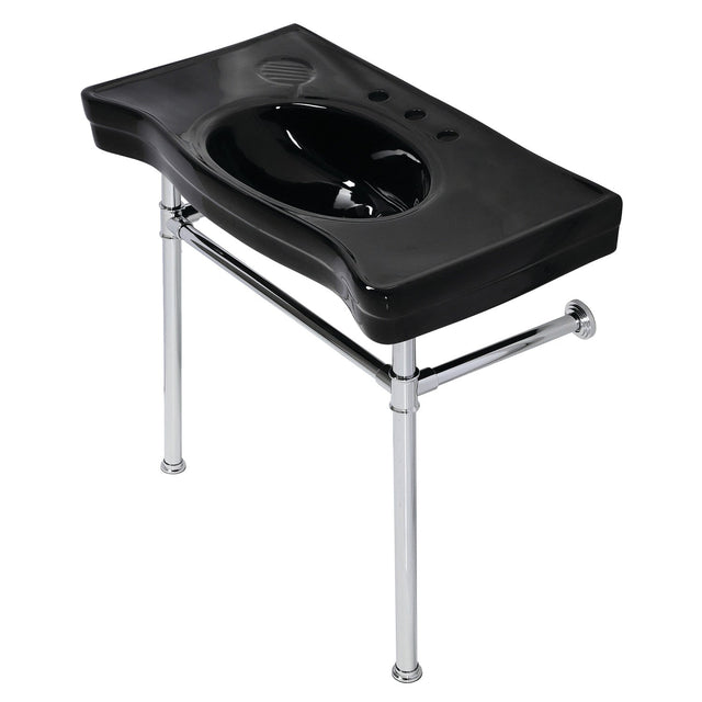 Imperial VPB136K1ST Vitreous China Console Sink, Black/Polished Chrome