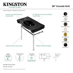Imperial VPB136K5ST Vitreous China Console Sink, Black/Oil Rubbed Bronze