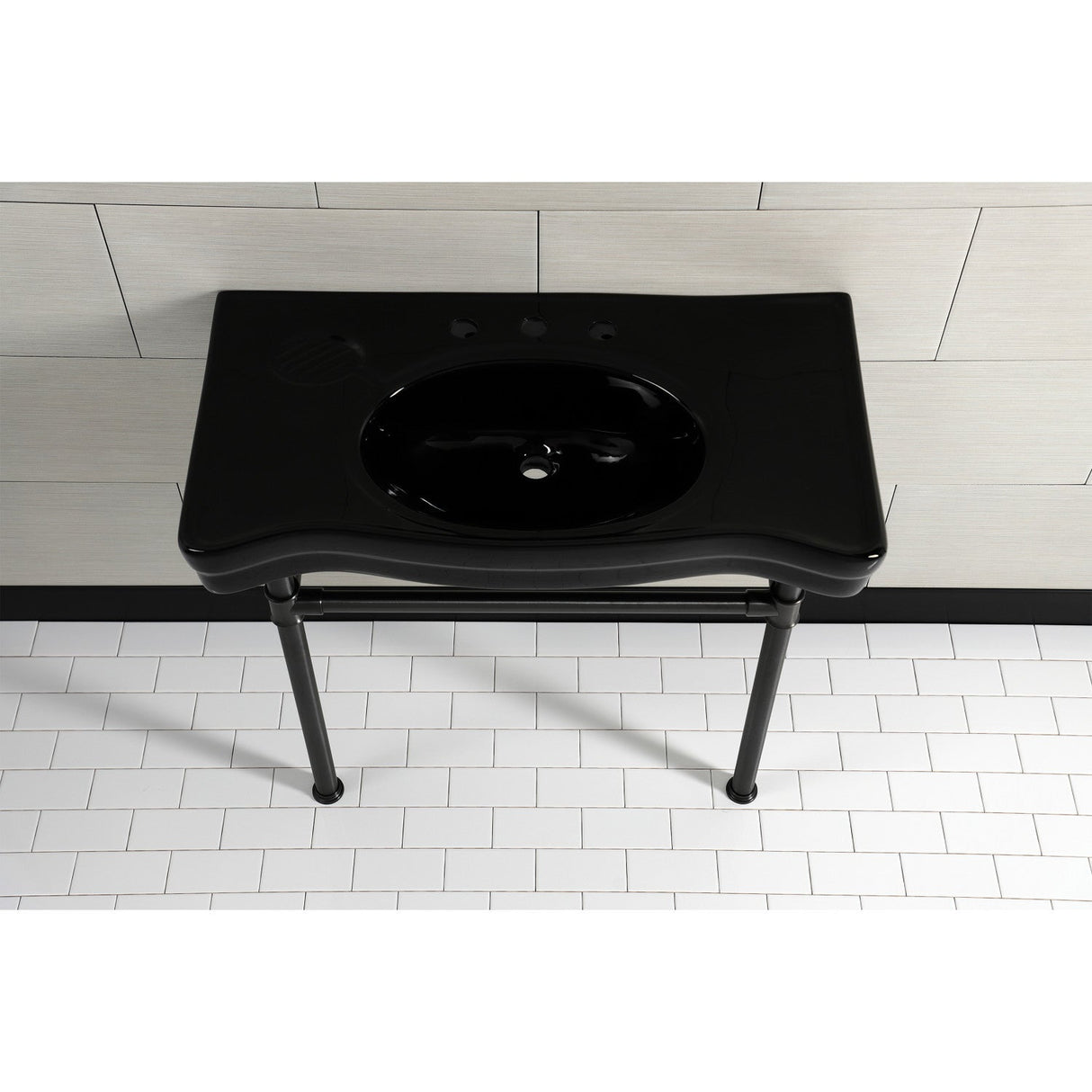 Imperial VPB136K5ST Vitreous China Console Sink, Black/Oil Rubbed Bronze