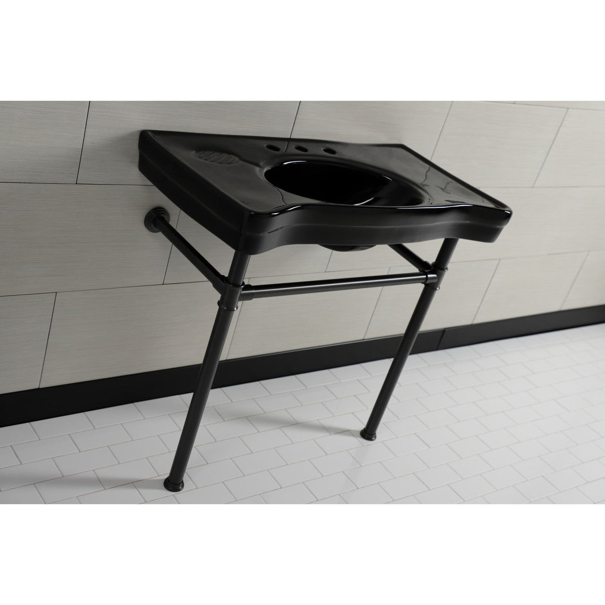 Imperial VPB136K5ST Vitreous China Console Sink, Black/Oil Rubbed Bronze