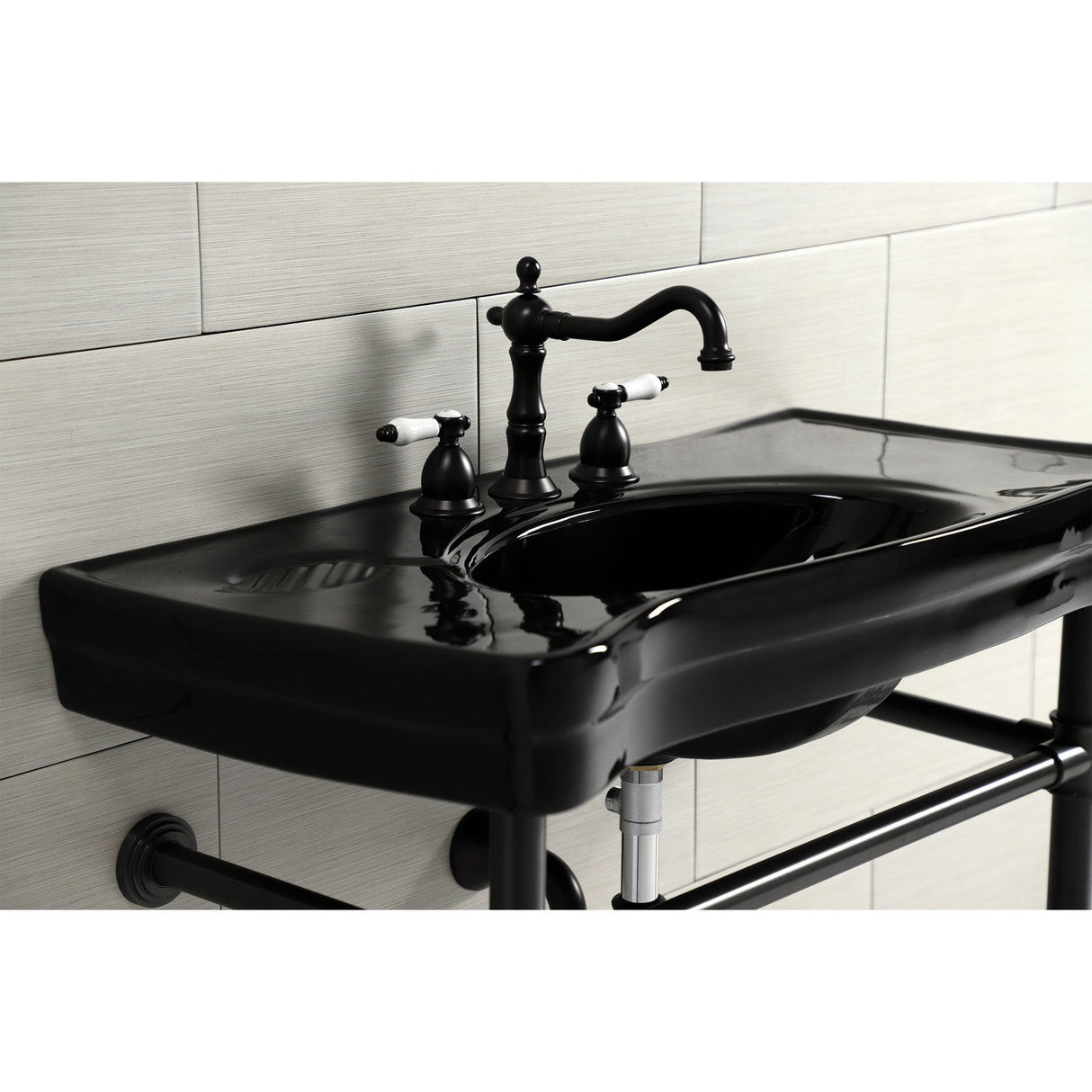 Imperial VPB136K5ST Vitreous China Console Sink, Black/Oil Rubbed Bronze
