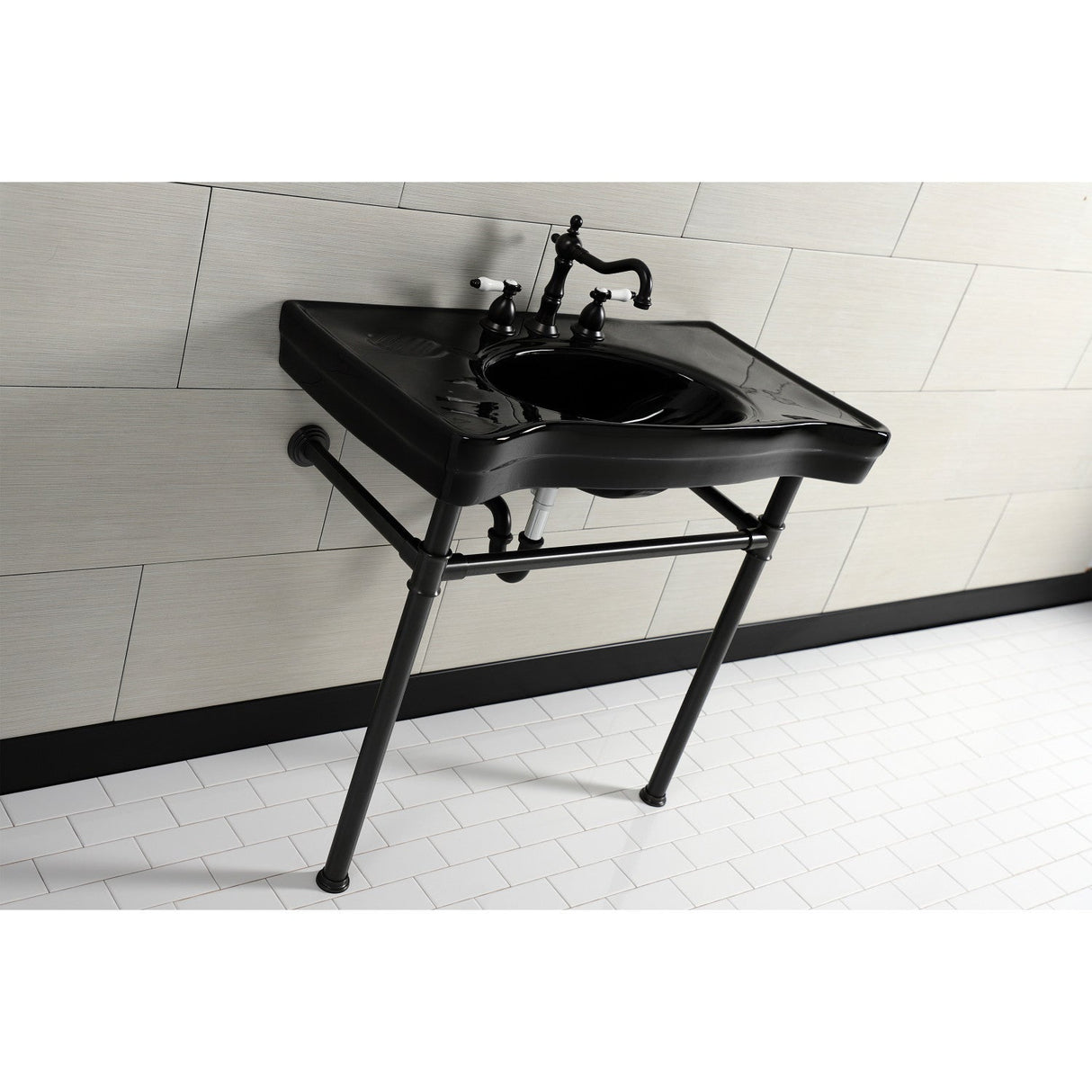 Imperial VPB136K5ST Vitreous China Console Sink, Black/Oil Rubbed Bronze