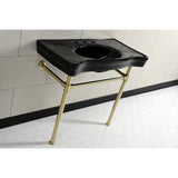 Imperial VPB136K7ST Vitreous China Console Sink, Black/Brushed Brass