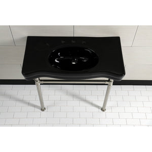 Imperial VPB136K8ST Vitreous China Console Sink, Black/Brushed Nickel