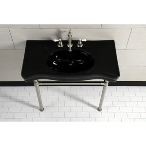 Imperial VPB136K8ST Vitreous China Console Sink, Black/Brushed Nickel