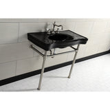 Imperial VPB136K8ST Vitreous China Console Sink, Black/Brushed Nickel