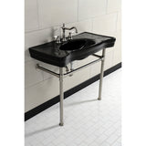 Imperial VPB136K8ST Vitreous China Console Sink, Black/Brushed Nickel