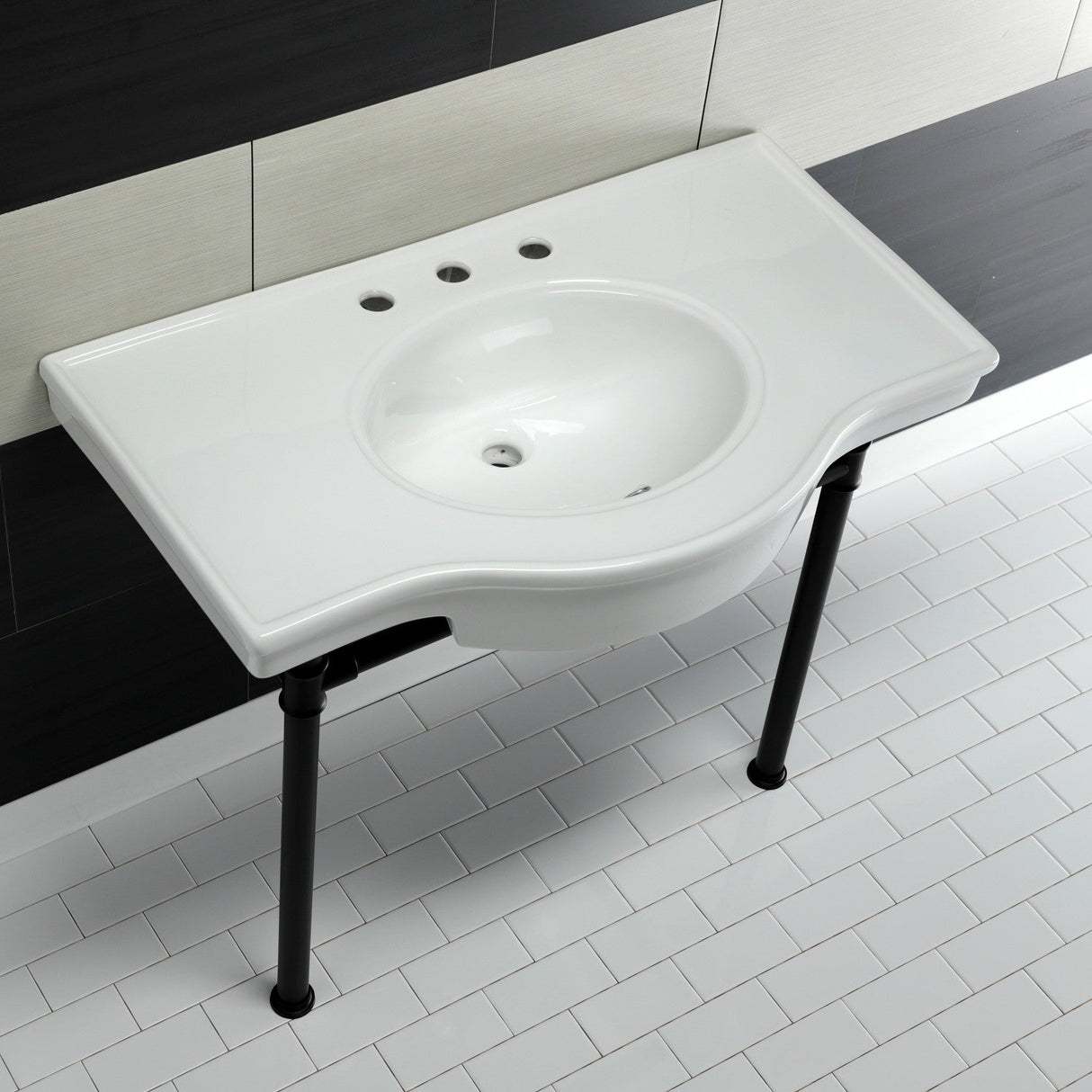 Templeton VPB1370ST Console Sink, White/Matte Black