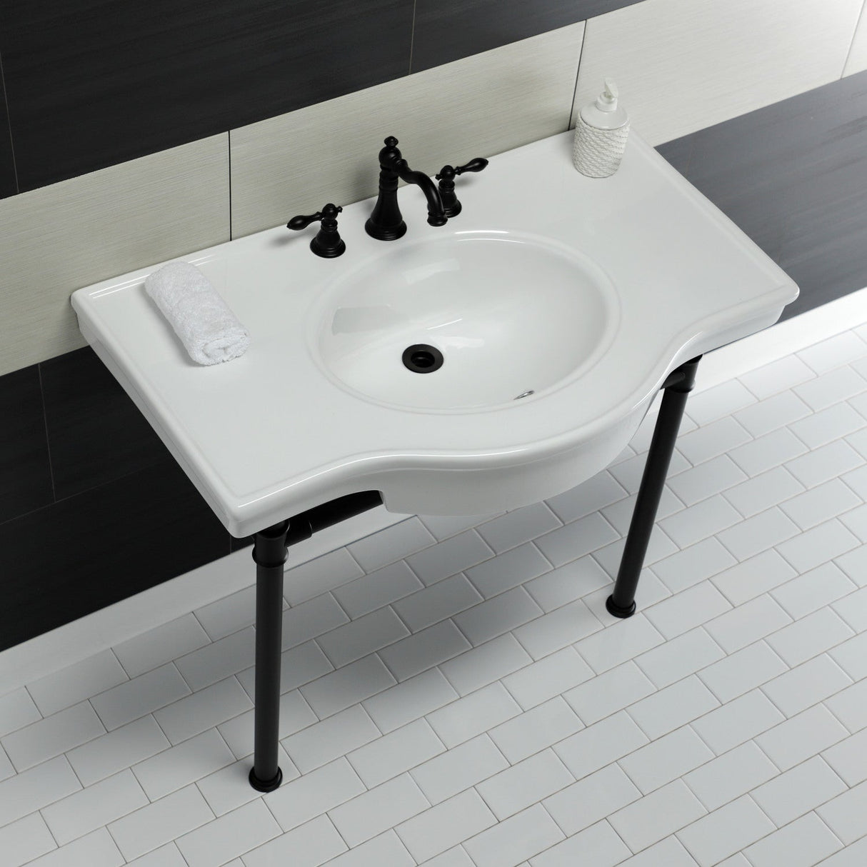 Templeton VPB1370ST Console Sink, White/Matte Black