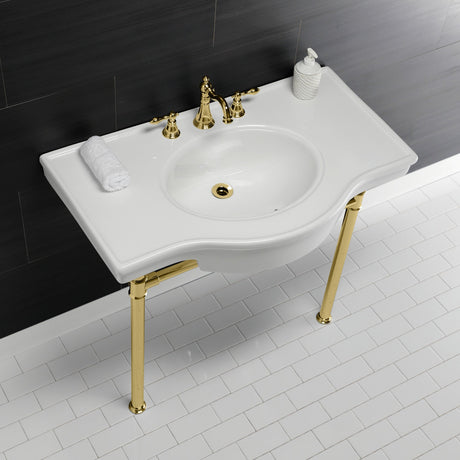 Templeton VPB1372ST Console Sink, White/Polished Brass