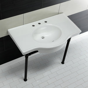Templeton VPB1375ST Console Sink, White/Oil Rubbed Bronze