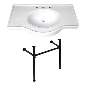 Templeton VPB1375ST Console Sink, White/Oil Rubbed Bronze
