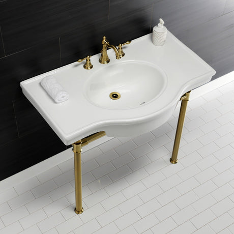 Templeton VPB1377ST Console Sink, White/Brushed Brass