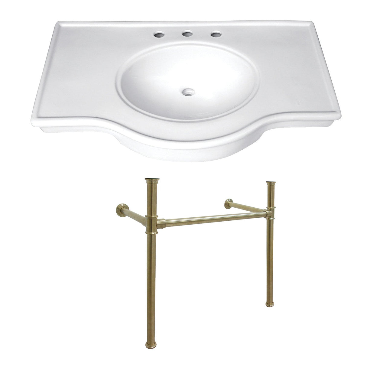 Templeton VPB1377ST Console Sink, White/Brushed Brass