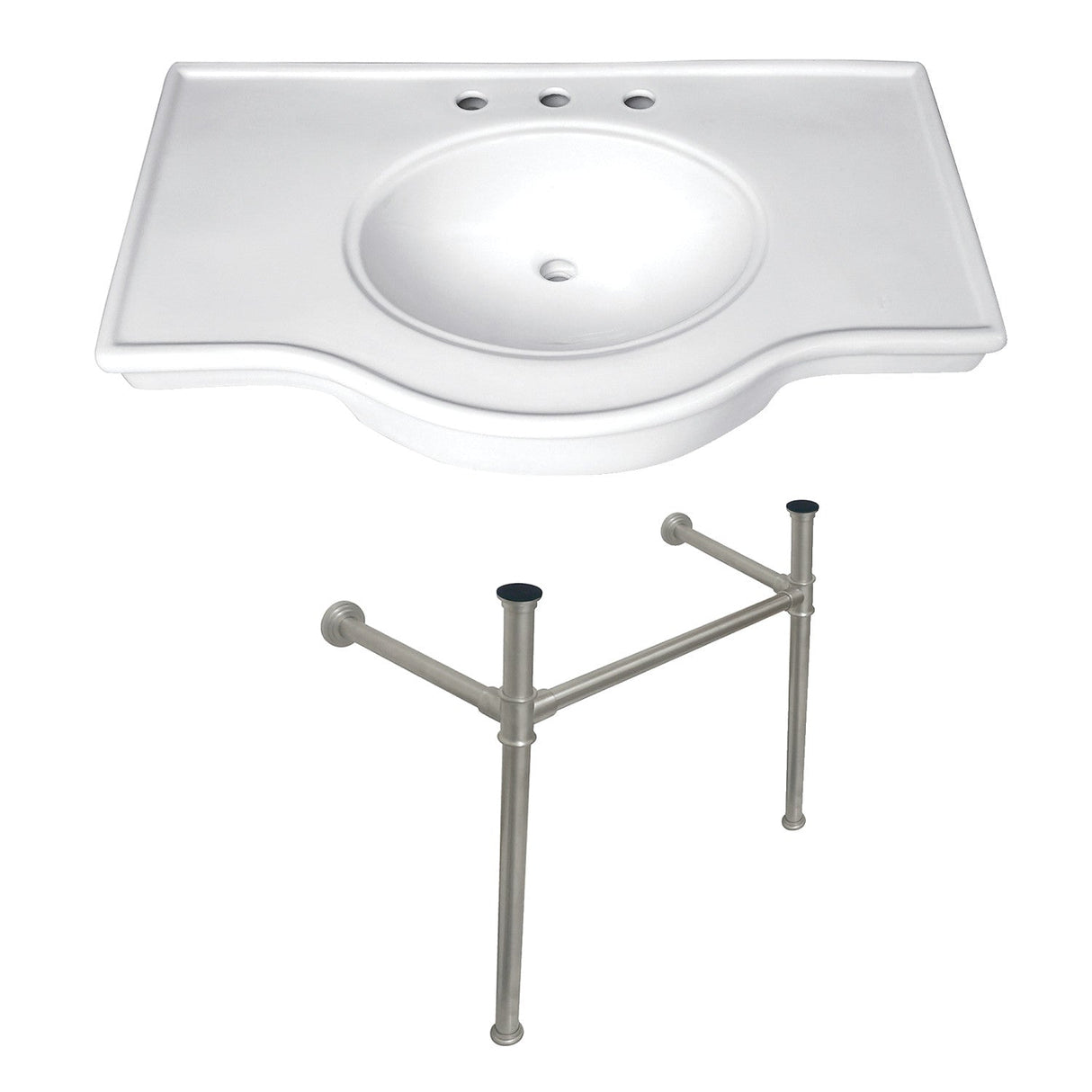 Templeton VPB1378ST Console Sink, White/Brushed Nickel