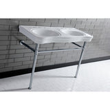 Imperial VPB14881ST Stainless Steel Double Bowl Console Sink, Polished Chrome