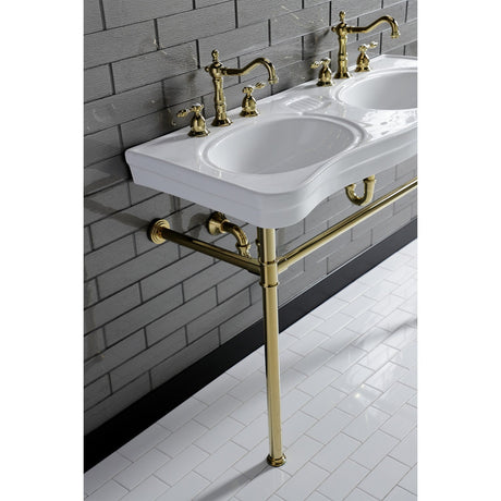 Imperial VPB14882ST Stainless Steel Double Bowl Console Sink, Polished Brass