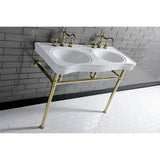 Imperial VPB14882ST Stainless Steel Double Bowl Console Sink, Polished Brass