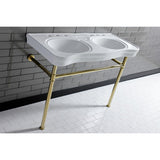 Imperial VPB14882ST Stainless Steel Double Bowl Console Sink, Polished Brass