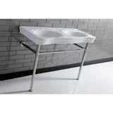 Imperial VPB14886ST Stainless Steel Double Bowl Console Sink, Polished Nickel