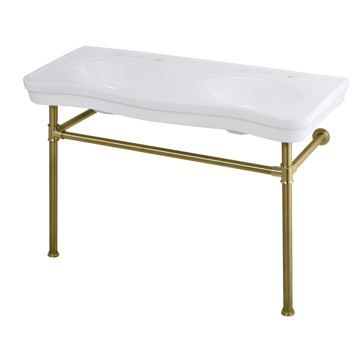 Imperial VPB14887ST Stainless Steel Double Bowl Console Sink, Brushed Brass