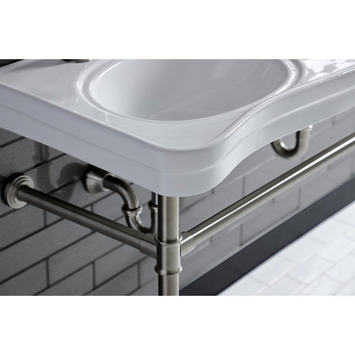 Imperial VPB14888ST Stainless Steel Double Bowl Console Sink, Brushed Nickel