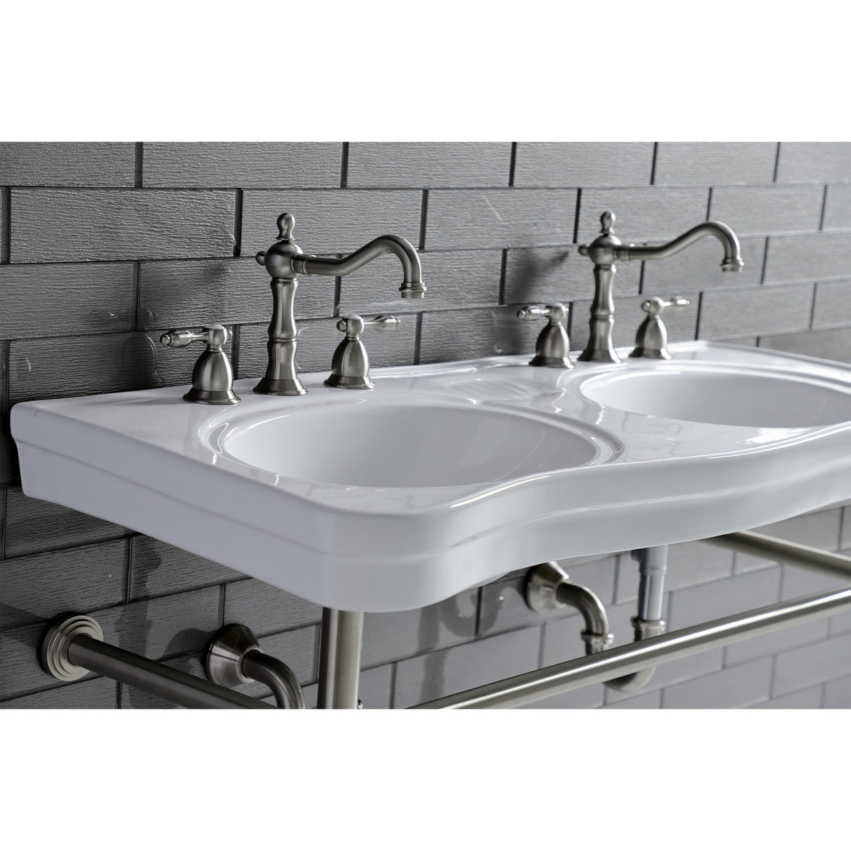 Imperial VPB14888ST Stainless Steel Double Bowl Console Sink, Brushed Nickel