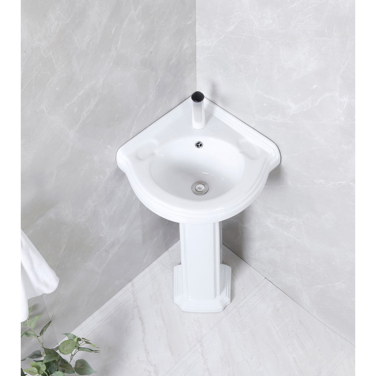 Pilaster VPB2210 22-Inch Ceramic Pedestal Sink (Single Hole), Glossy White