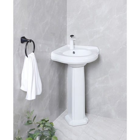 Pilaster VPB2210 22-Inch Ceramic Pedestal Sink (Single Hole), Glossy White