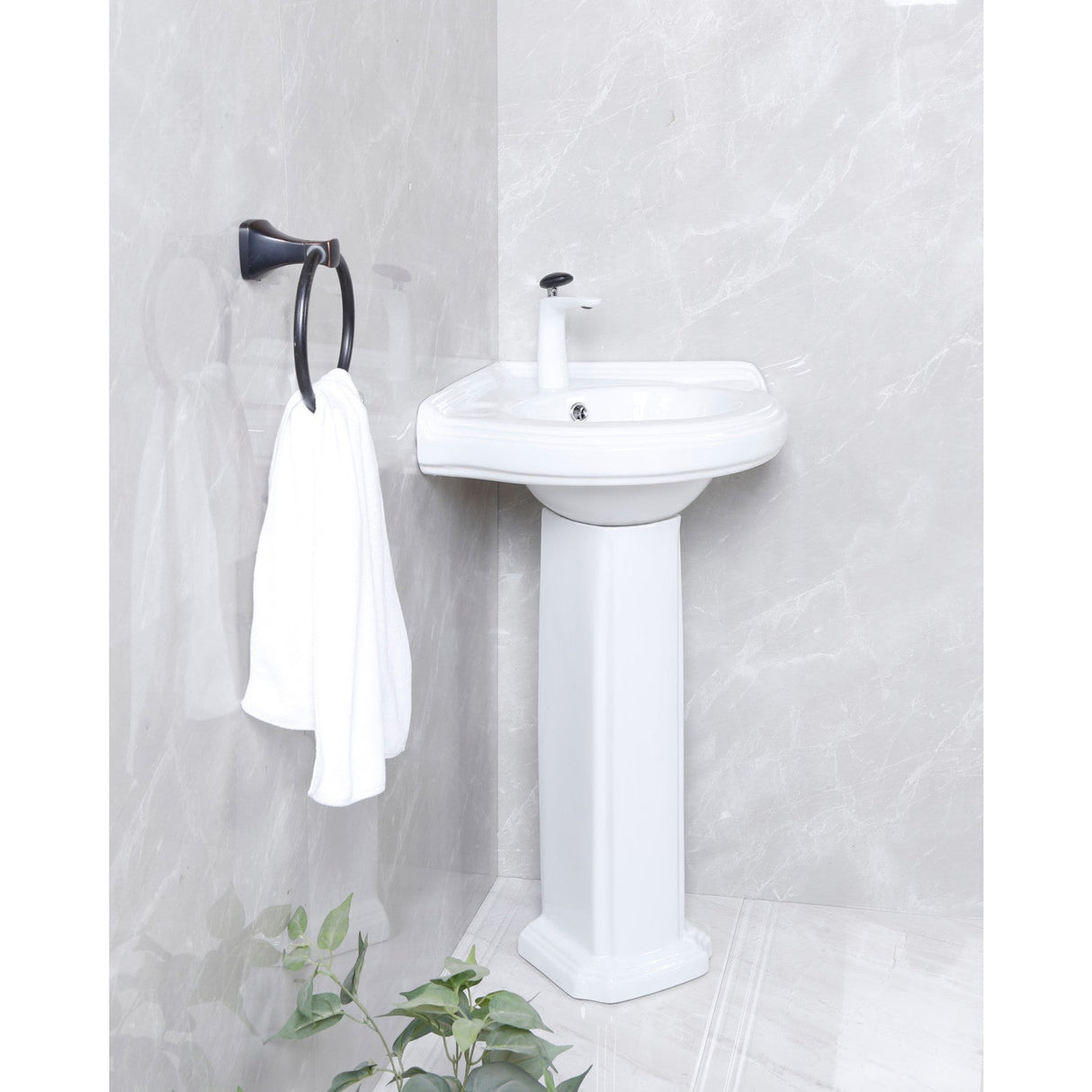 Pilaster VPB2210 22-Inch Ceramic Pedestal Sink (Single Hole), Glossy White