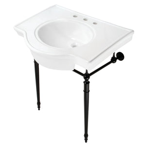 Edwardian VPB2215330ST 31-Inch Console Sink with Brass Legs, White/Matte Black