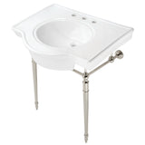 Edwardian VPB2215336ST 31-Inch Console Sink with Brass Legs, White/Polished Nickel