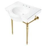 Edwardian VPB2215337ST 31-Inch Console Sink with Brass Legs, White/Brushed Brass