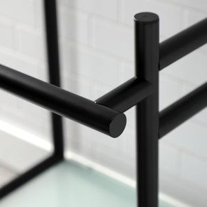 Fauceture VPB2216300 Console Sink Base with Glass Shelf, Frosted Glass/Matte Black