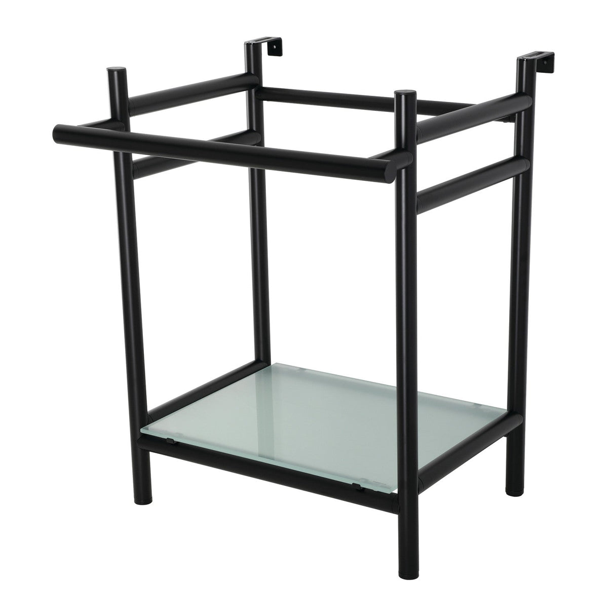 Fauceture VPB2216300 Console Sink Base with Glass Shelf, Frosted Glass/Matte Black