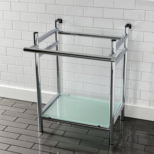 Fauceture VPB2216301 Console Sink Base with Glass Shelf, Frosted Glass/Polished Chrome