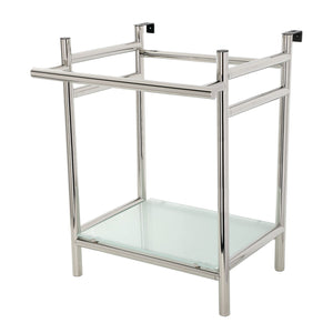 Fauceture VPB2216306 Console Sink Base with Glass Shelf, Frosted Glass/Polished Nickel
