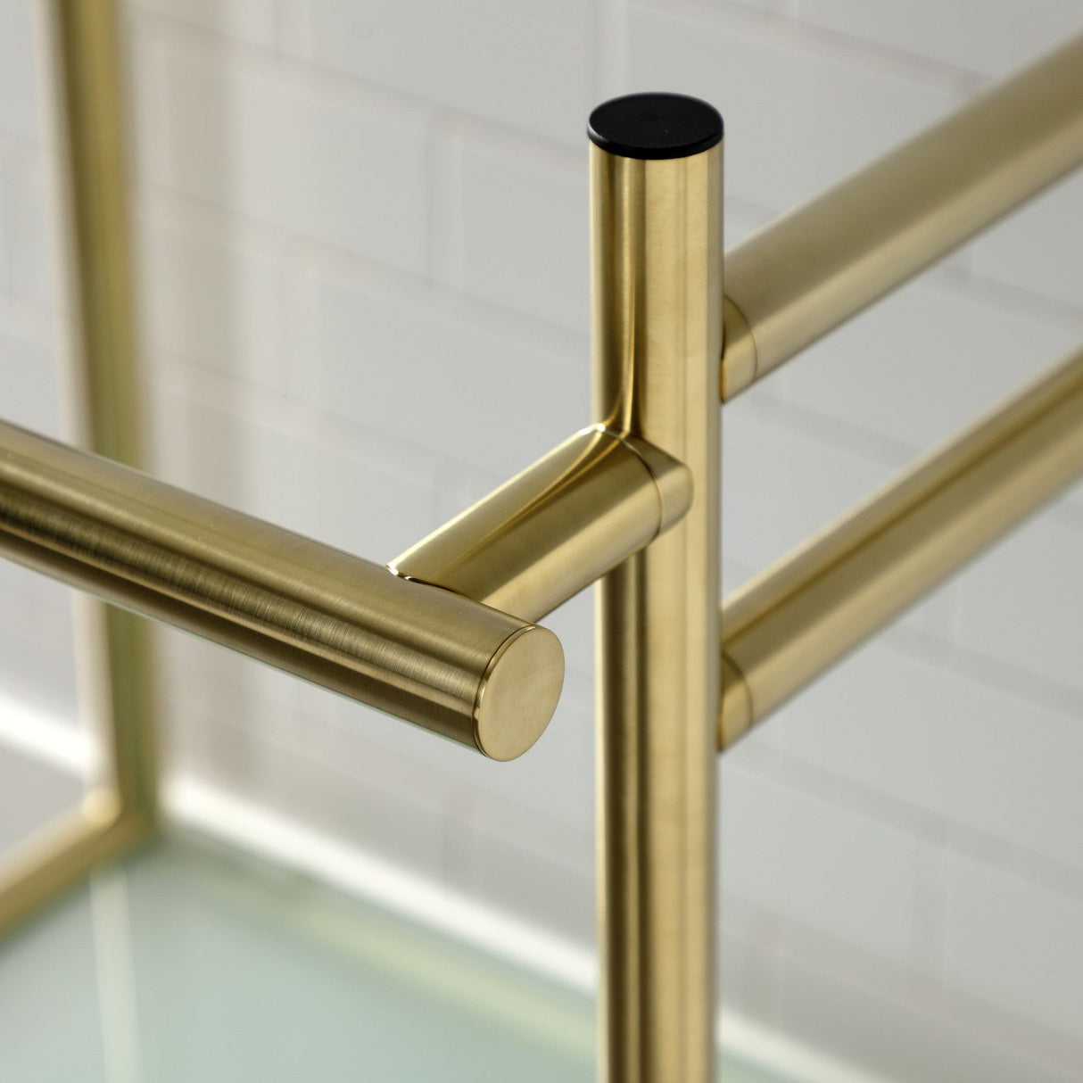 Fauceture VPB2216307 Console Sink Base with Glass Shelf, Frosted Glass/Brushed Brass