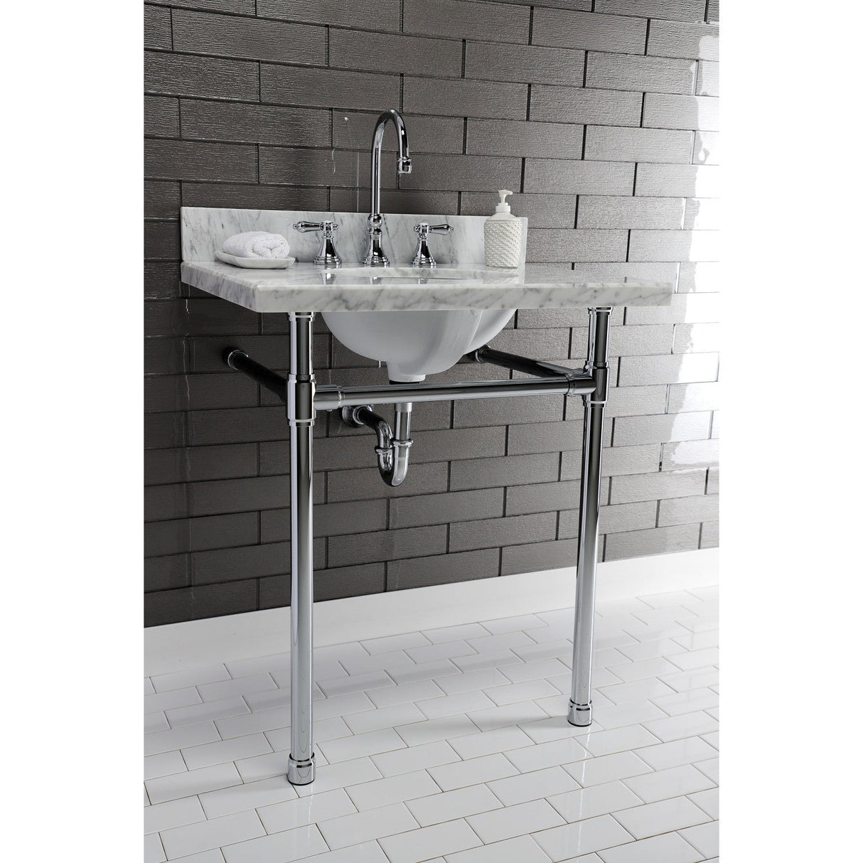 Dreyfuss VPB2218331 Stainless Steel Console Sink Legs, Polished Chrome