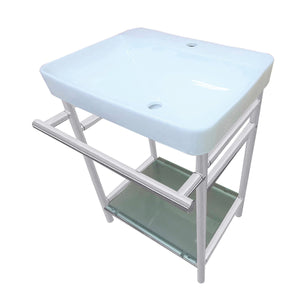 Fauceture VPB23181 23-Inch Ceramic Console Sink Set, White/Polished Chrome