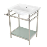 Fauceture VPB24187W16 24-Inch Ceramic Console Sink Set, White/Polished Nickel