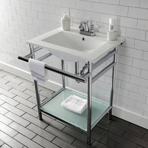 Fauceture VPB24187W41 24-Inch Ceramic Console Sink Set, White/Polished Chrome