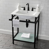 Fauceture VPB24187W80 24-Inch Ceramic Console Sink Set, White/Matte Black