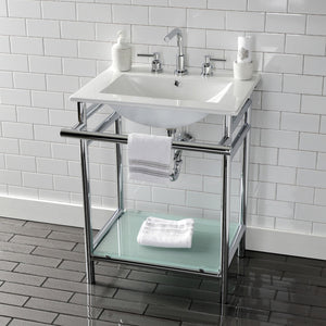 Fauceture VPB24187W81 24-Inch Ceramic Console Sink Set, White/Polished Chrome