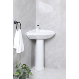 Venus VPB2710 27-Inch Ceramic Corner Pedestal Sink (Single Hole), Glossy White