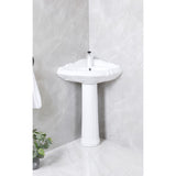 Venus VPB2710 27-Inch Ceramic Corner Pedestal Sink (Single Hole), Glossy White