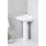 Venus VPB2710 27-Inch Ceramic Corner Pedestal Sink (Single Hole), Glossy White