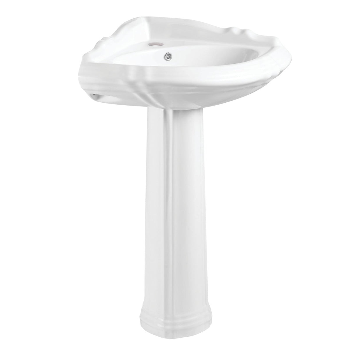 Venus VPB2710 27-Inch Ceramic Corner Pedestal Sink (Single Hole), Glossy White