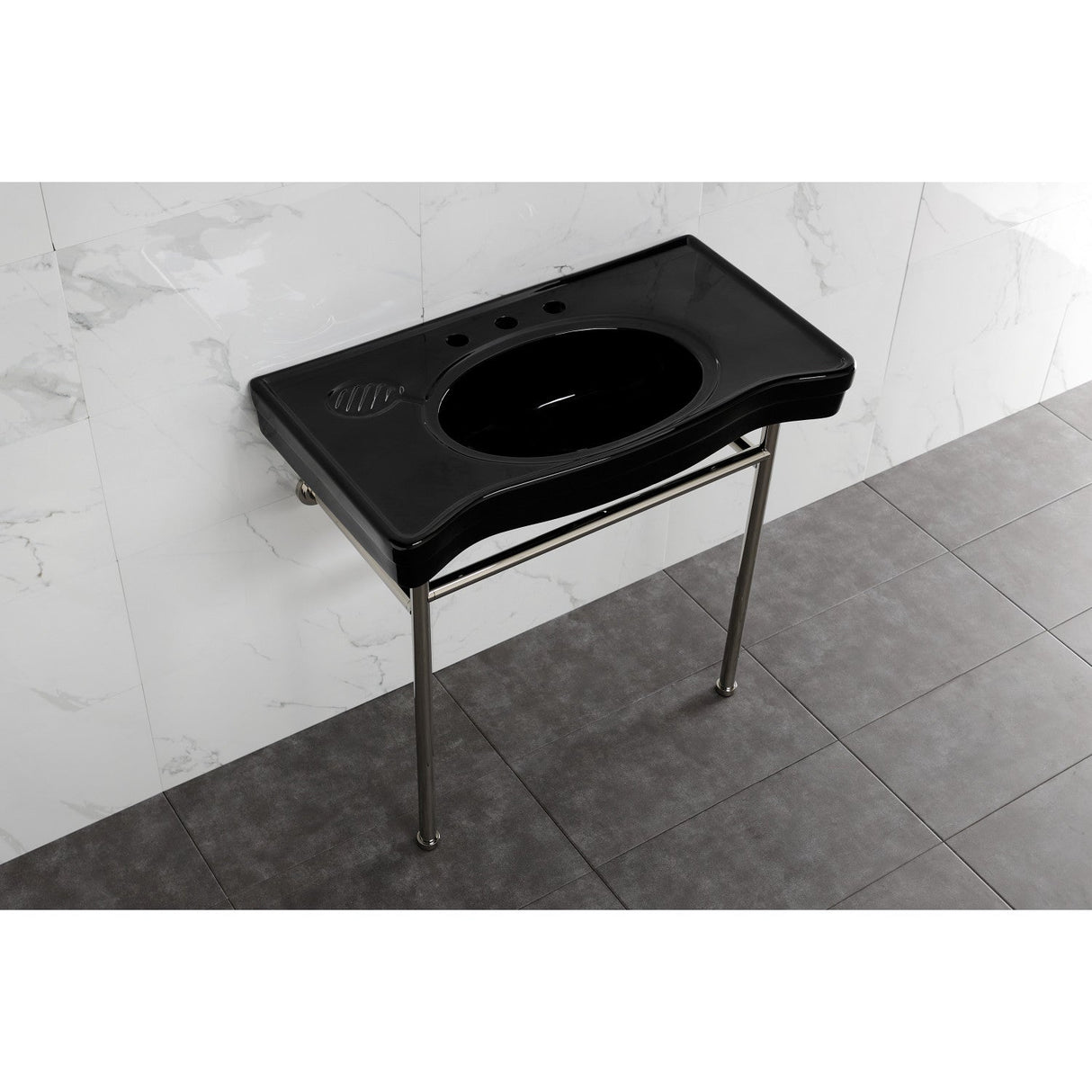 Bristol VPB28140W86K 36-Inch Console Sink with Stainless Steel Legs (8-Inch, 3 Hole), Black/Polished Nickel