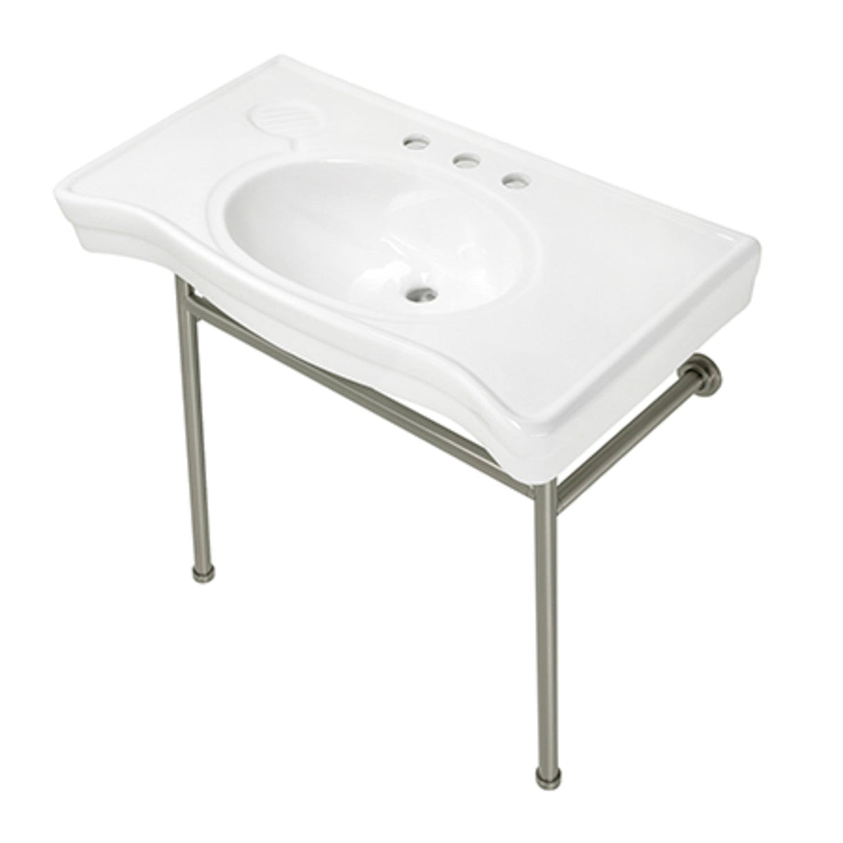 Bristol VPB28140W88 36-Inch Console Sink with Stainless Steel Legs (8-Inch, 3 Hole), White/Brushed Nickel